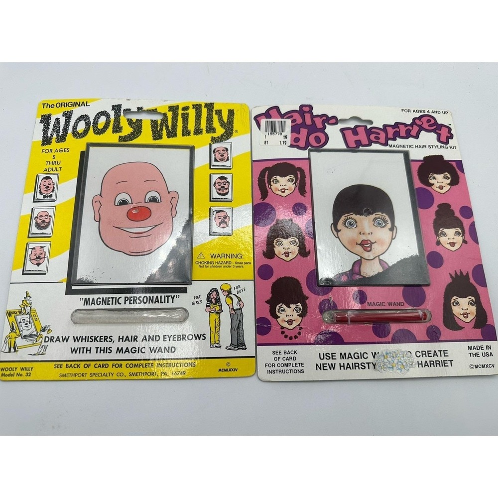 2 Wooly Willy Magnetic Wand Game and Hair-Do Harriet Only One Pen.